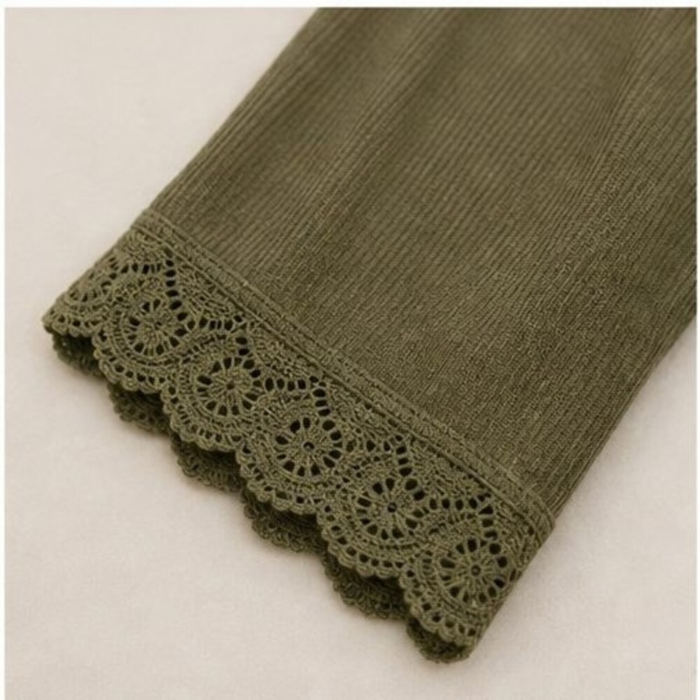 Olive Lace Trim Top - Picture 5 of 6